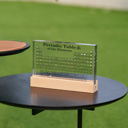 LED-Lit Periodic Table Display with Real Elements in Acrylic Frame