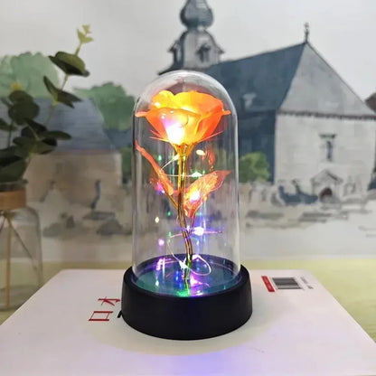 LED Rose Glass Dome Table Lamp - Romantic Decorative Accent Light