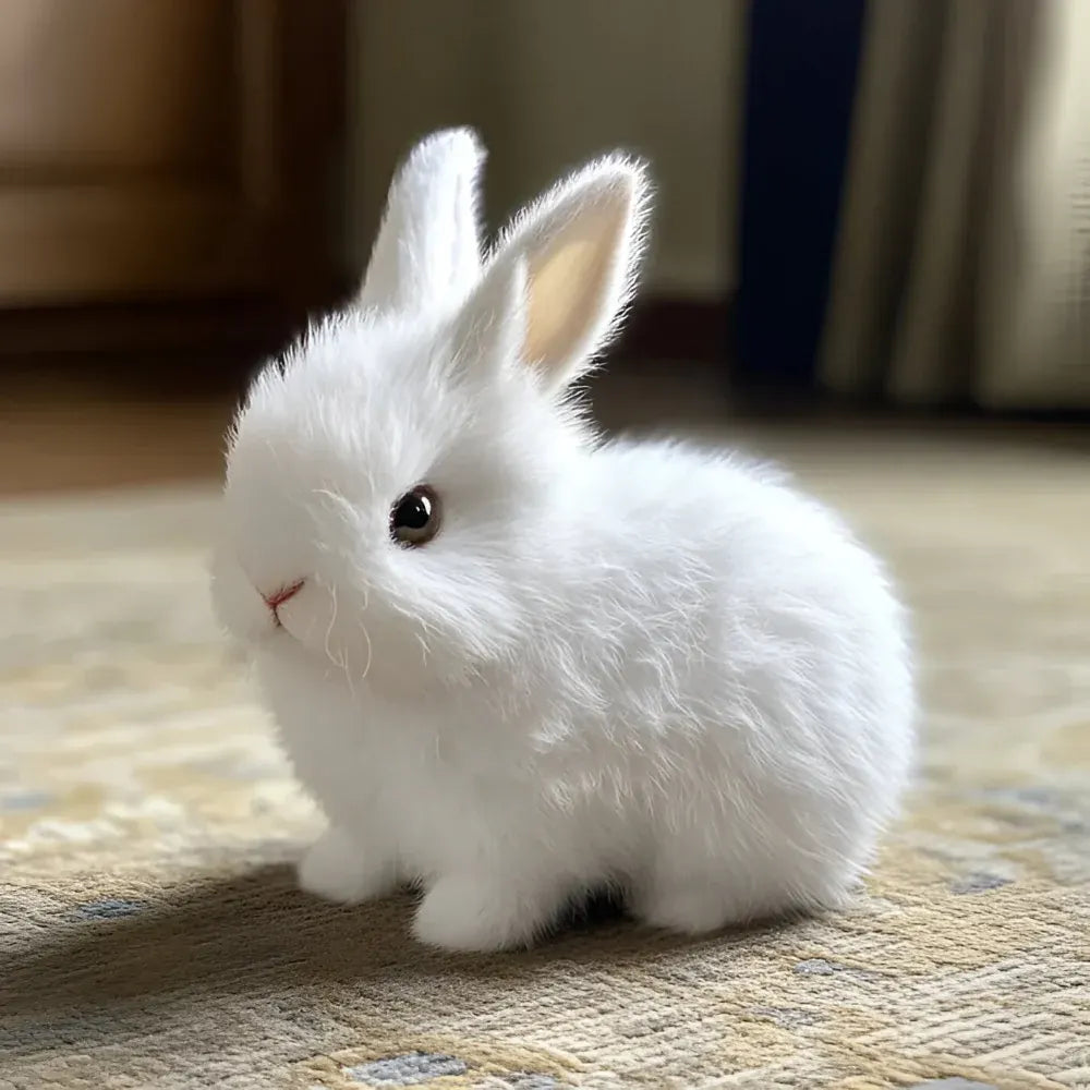 Lifelike Sitting Bunny Figurine Display Decor