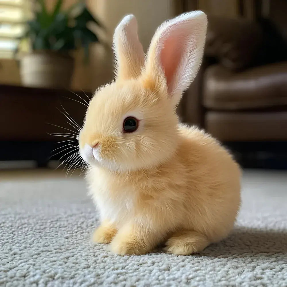 Lifelike Sitting Bunny Figurine Display Decor