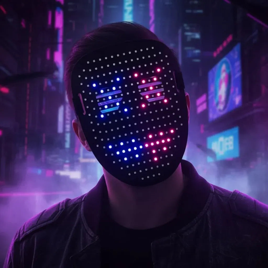 Light-Up Full-Face LED Halloween Costume Mask for Parties