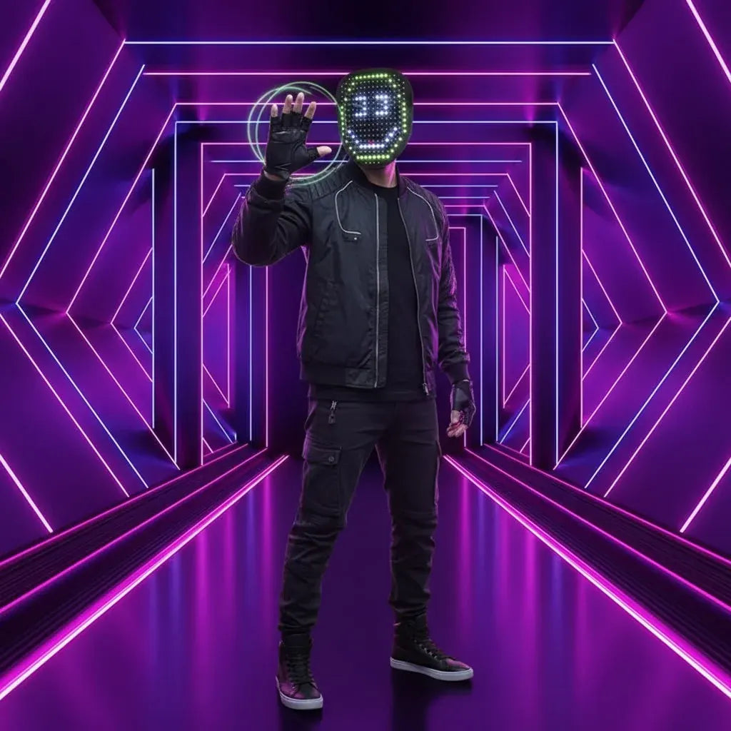 Light-Up Full-Face LED Halloween Costume Mask for Parties