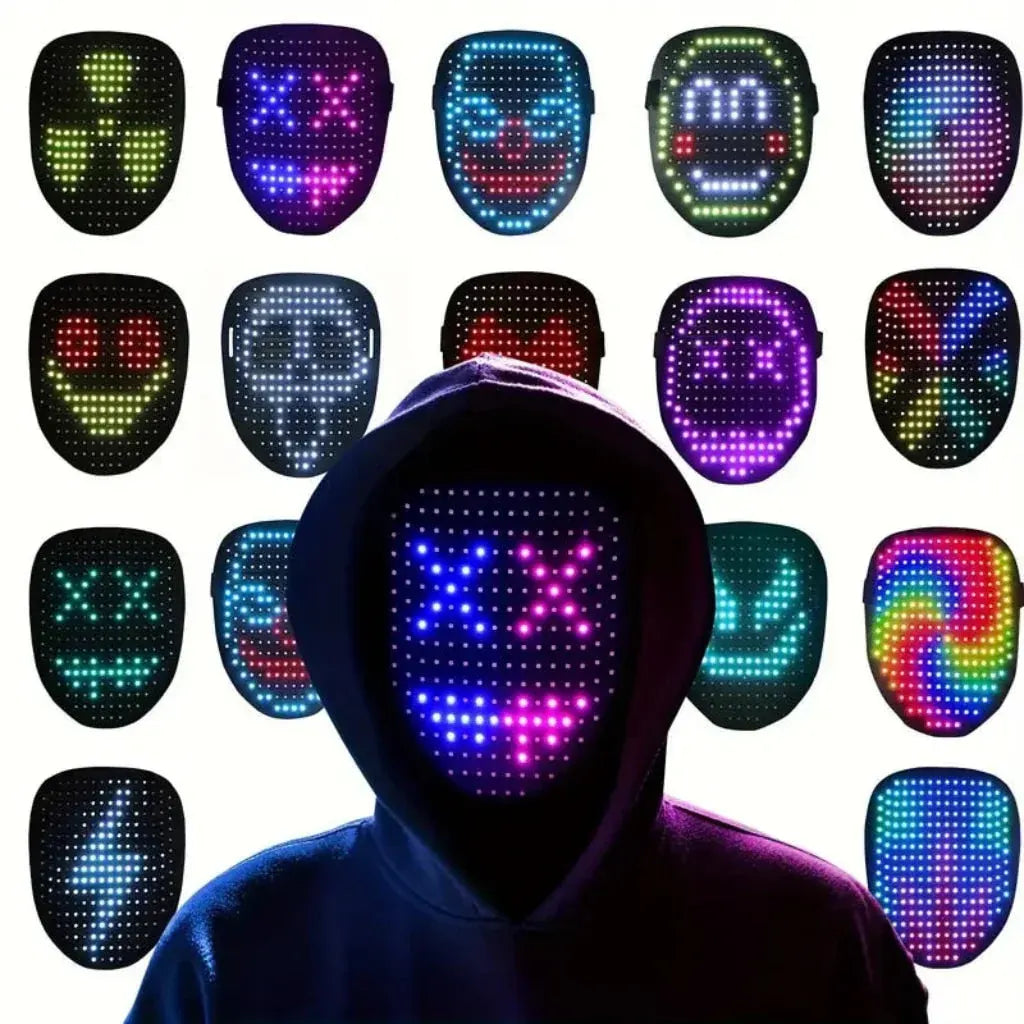 Light-Up Full-Face LED Halloween Costume Mask for Parties