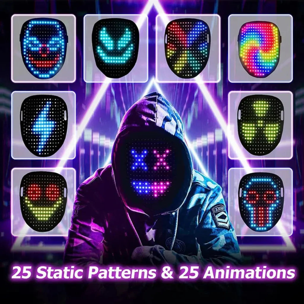 Light-Up Full-Face LED Halloween Costume Mask for Parties