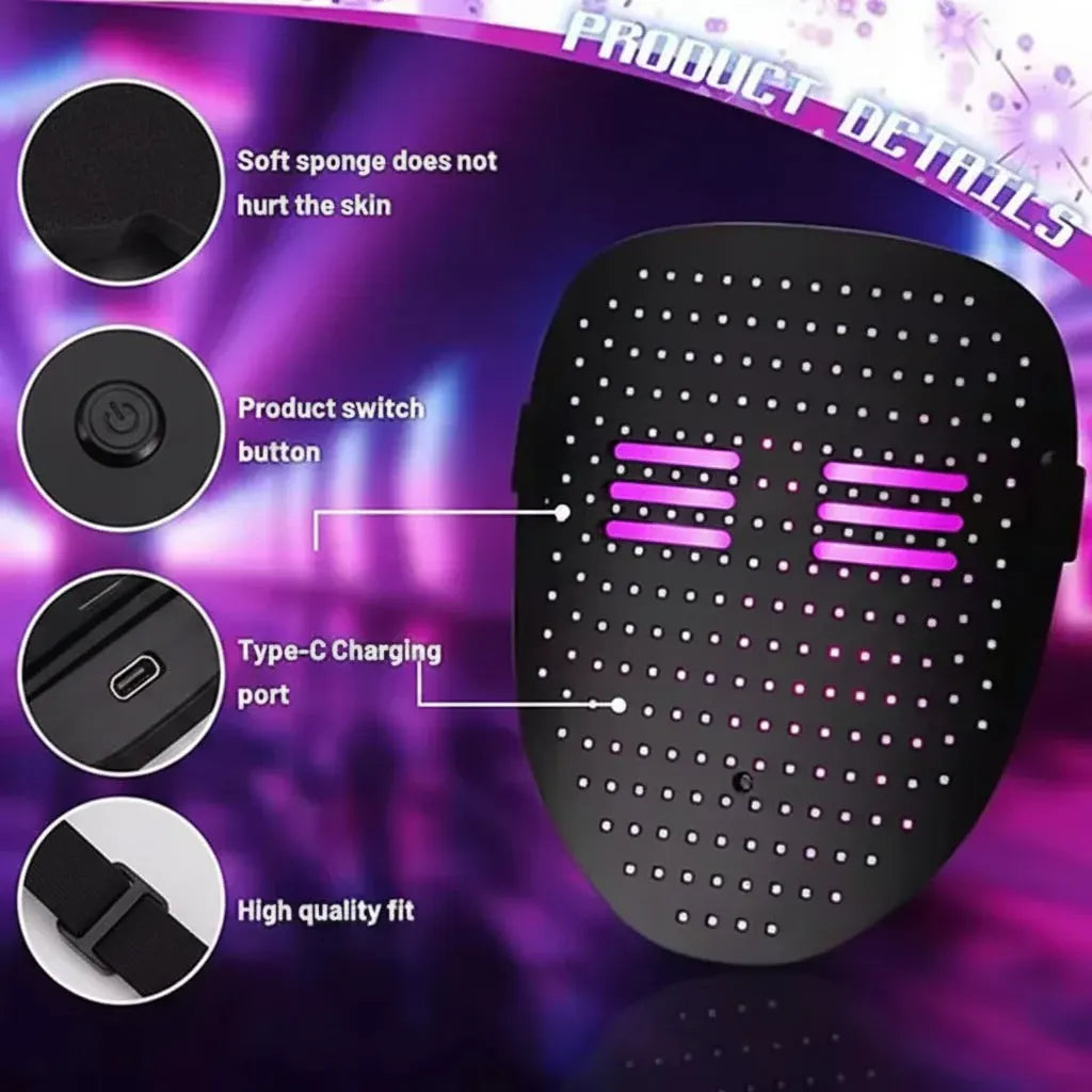 Light-Up Full-Face LED Halloween Costume Mask for Parties