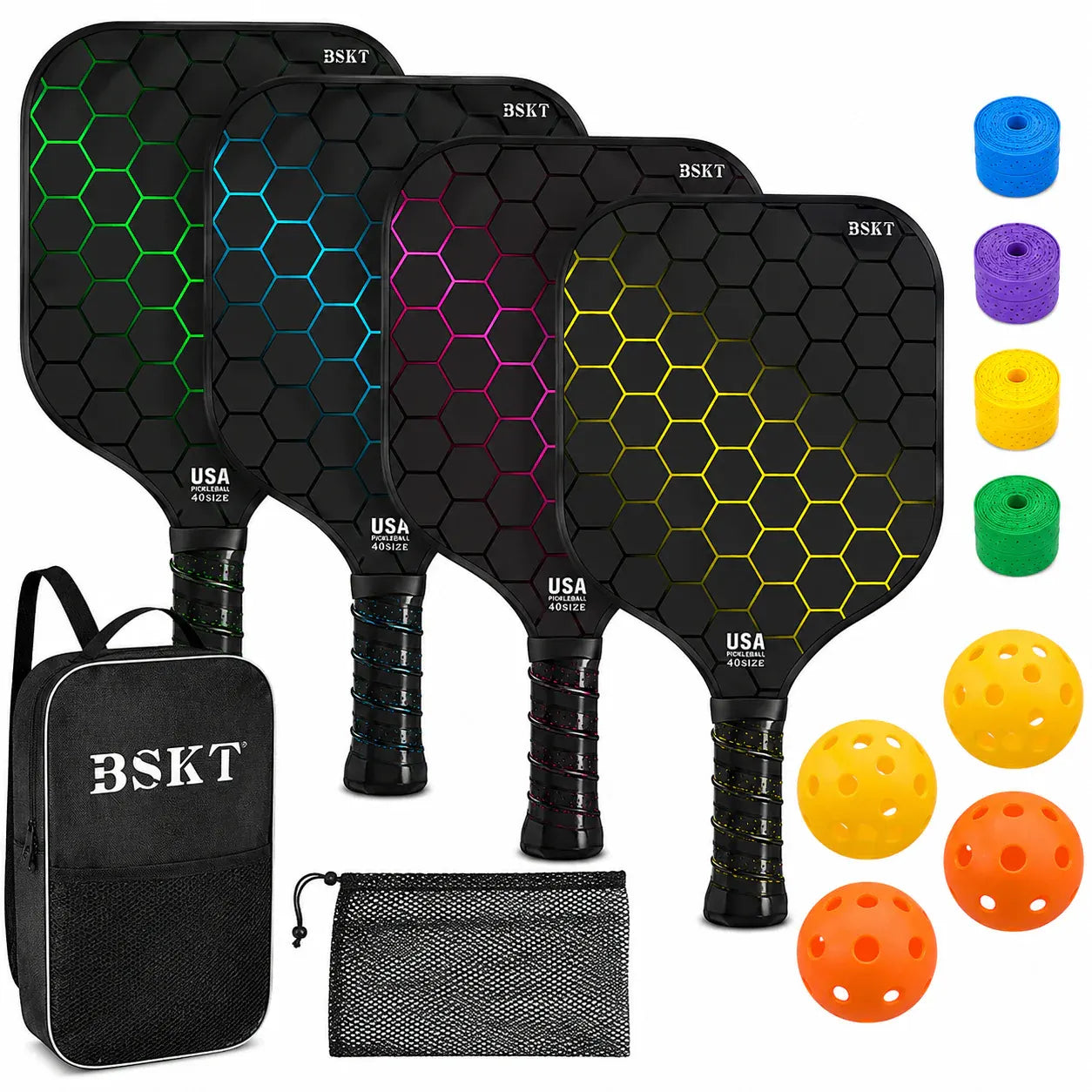 Lightweight Fiberglass Pickleball Paddle Set with Balls