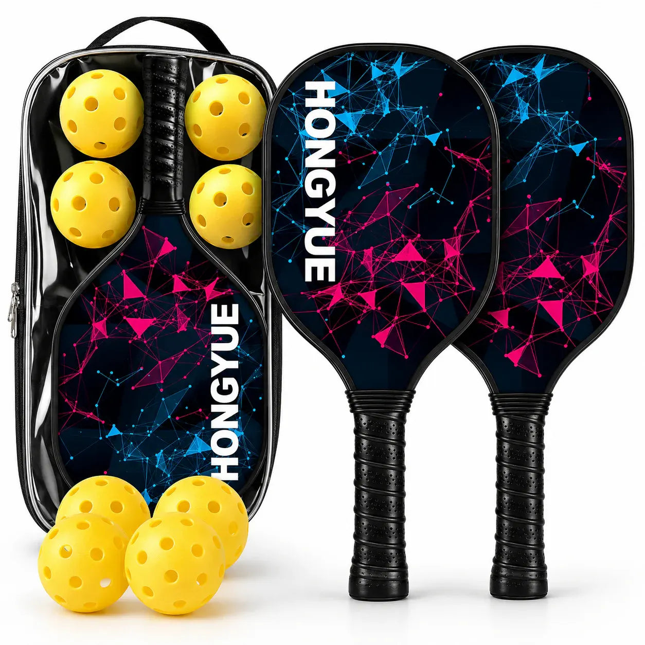 Lightweight Fiberglass Pickleball Racket Set with Balls