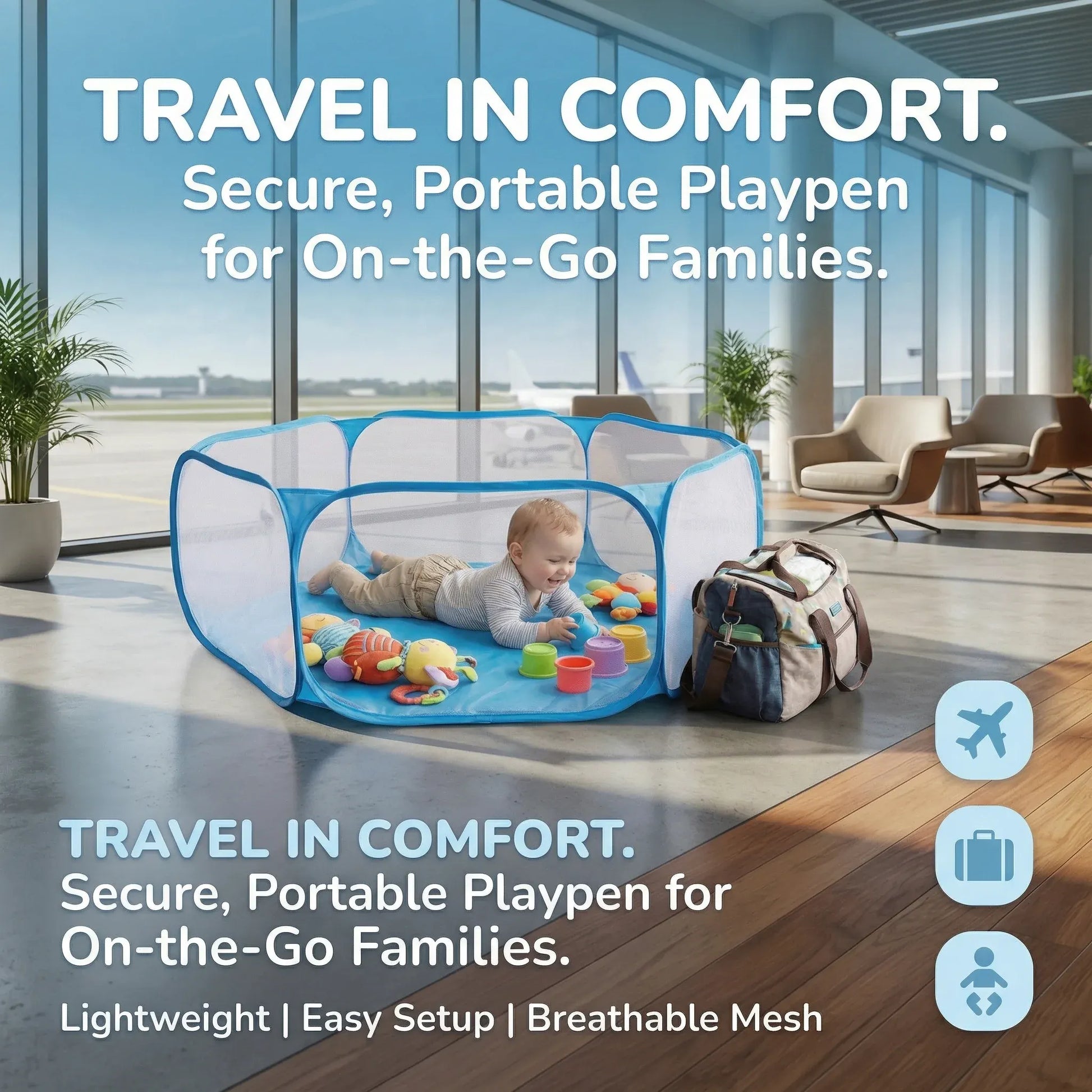 Lightweight Mesh Travel Playpen for Baby Safety