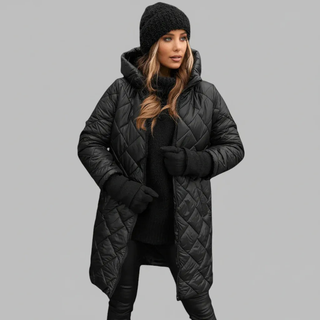 Lightweight Quilted Hooded Coat for Cold Weather - Warm & Stylish Fit