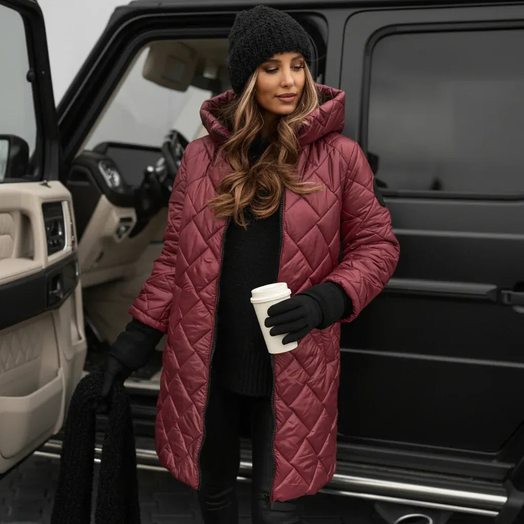 Lightweight Quilted Hooded Coat for Cold Weather - Warm & Stylish Fit