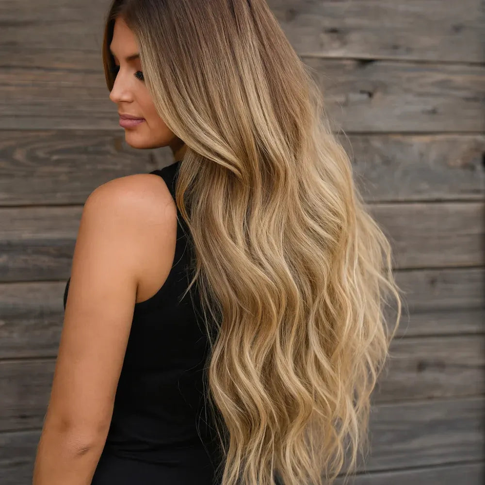 Long Wavy Clip-In Human Hair Extensions Set for Natural Volume