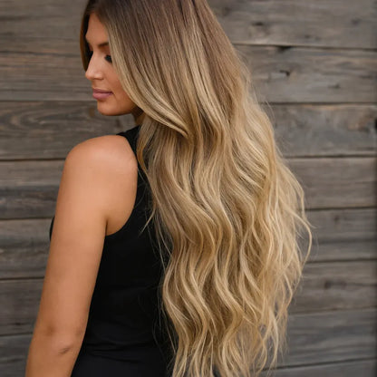 Long Wavy Clip-In Human Hair Extensions Set for Natural Volume