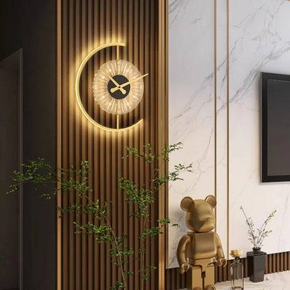 Lunaris LED Wall Sconce with Integrated Clock | Post-Modern Lighting Fixture