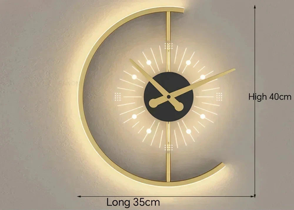 Lunaris LED Wall Sconce with Integrated Clock | Post-Modern Lighting Fixture