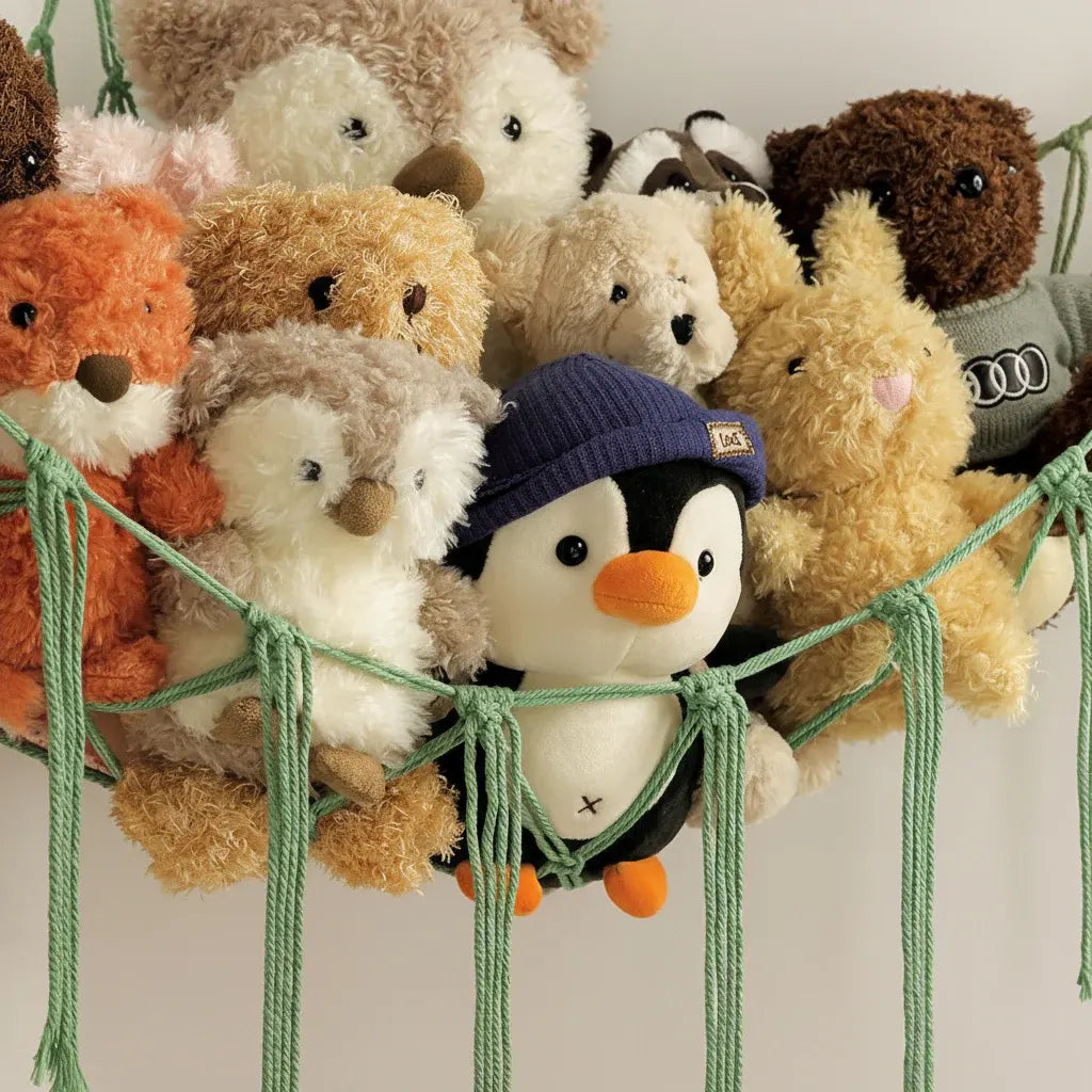 Macrame Hanging Storage Hammock for Stuffed Animals & Toys Organizer