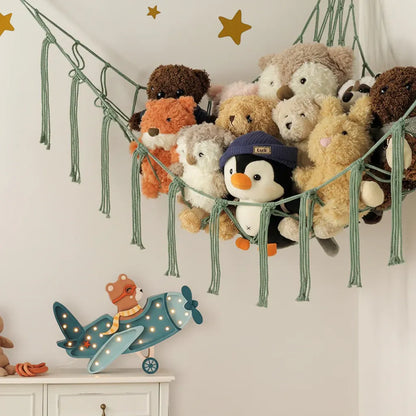Macrame Hanging Storage Hammock for Stuffed Animals & Toys Organizer