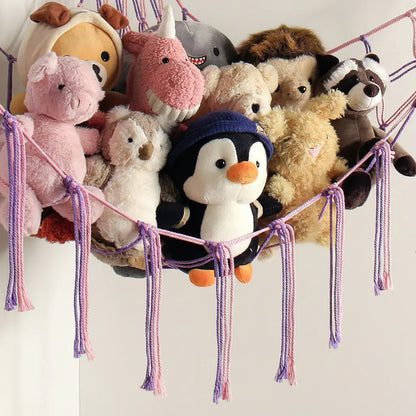 Macrame Hanging Storage Hammock for Stuffed Animals & Toys Organizer