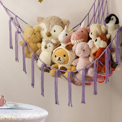 Macrame Hanging Storage Hammock for Stuffed Animals & Toys Organizer