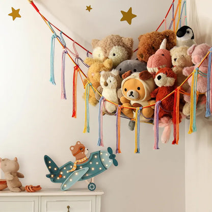 Macrame Hanging Storage Hammock for Stuffed Animals & Toys Organizer