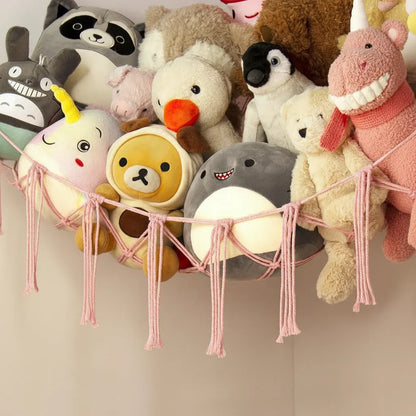 Macrame Hanging Storage Hammock for Stuffed Animals & Toys Organizer