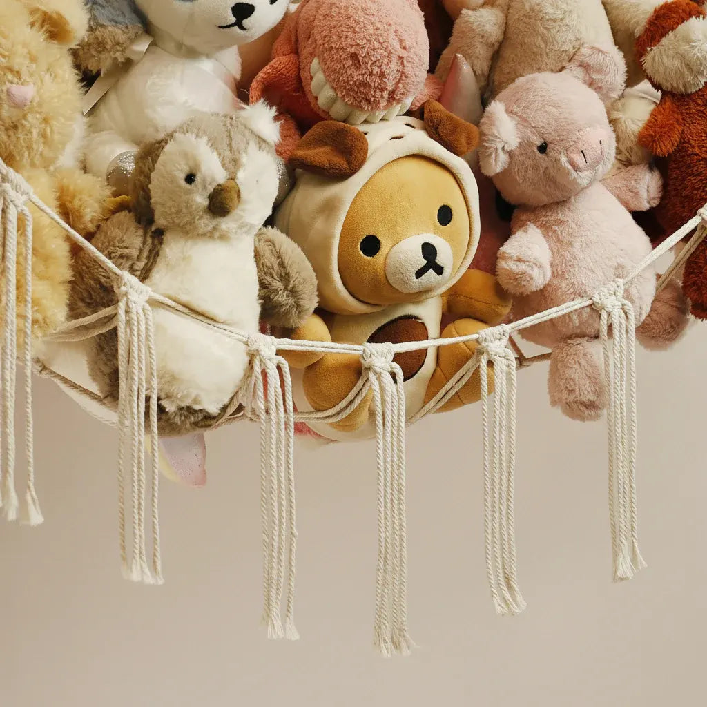 Macrame Hanging Storage Hammock for Stuffed Animals & Toys Organizer