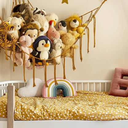 Macrame Hanging Storage Hammock for Stuffed Animals & Toys Organizer