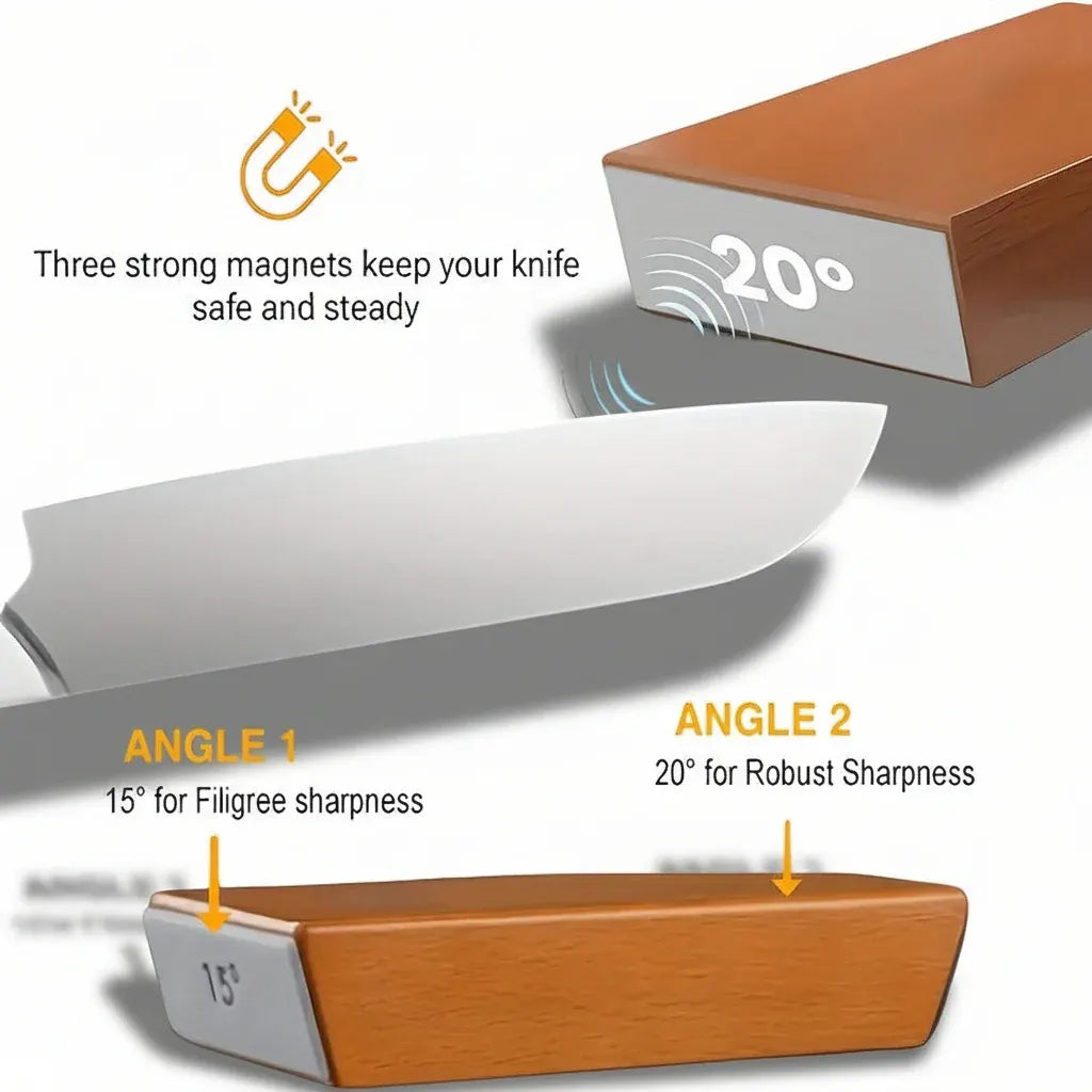 Magnetic Diamond Stone Knife Sharpening Set with Angle Guide