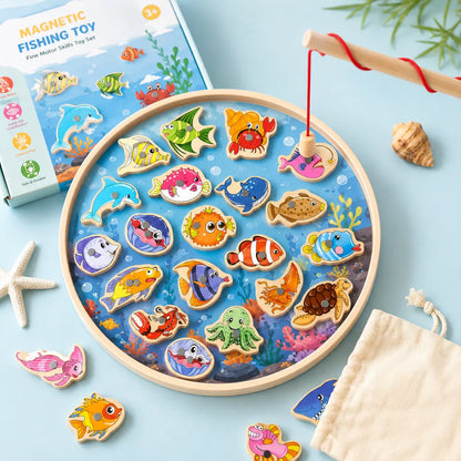 Magnetic Fishing Game Set - Fine Motor Skills Activity Toy with Rod