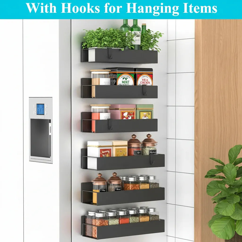 Magnetic Spice Rack Set for Refrigerator Kitchen Storage Organization