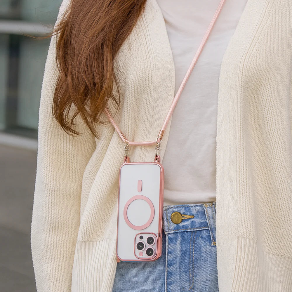MagSafe Compatible Crossbody Phone Case with Strap Lanyard