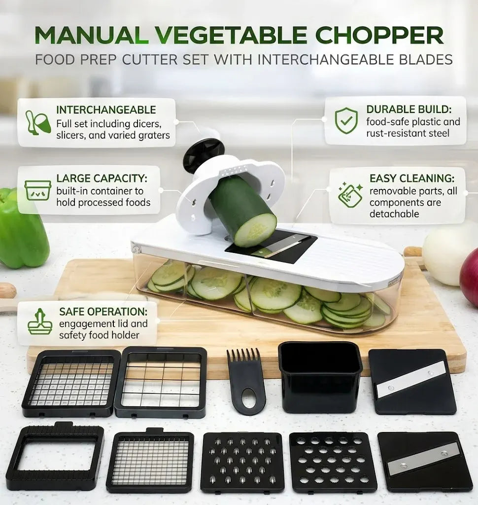 Manual Vegetable Cutter & Food Prep Chopper Set