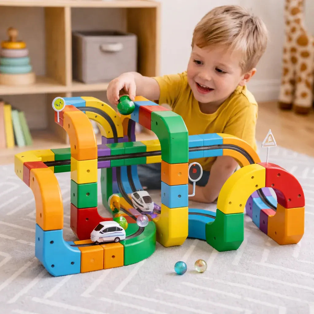 Marble Run Building Blocks Track Set for Kids