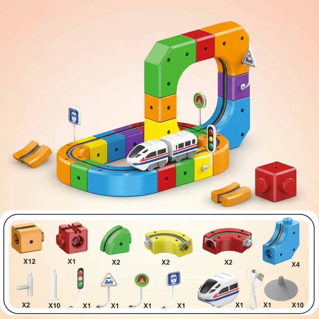 Marble Run Building Blocks Track Set for Kids