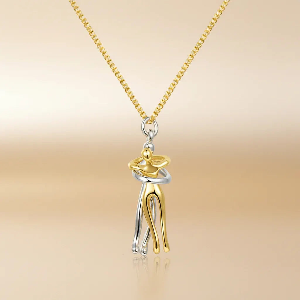 Matching Couple Pendant Necklace Set – Gold & Silver Stainless Steel Love Jewelry