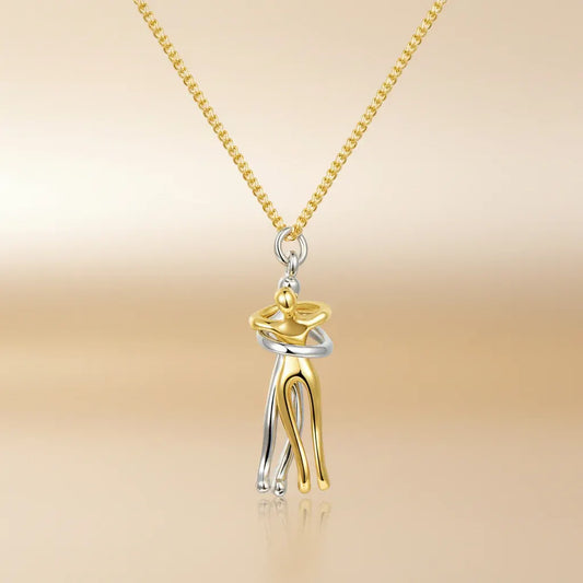 Matching Couple Pendant Necklace Set – Gold & Silver Stainless Steel Love Jewelry