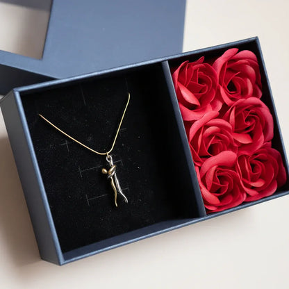 Matching Couple Pendant Necklace Set – Gold & Silver Stainless Steel Love Jewelry