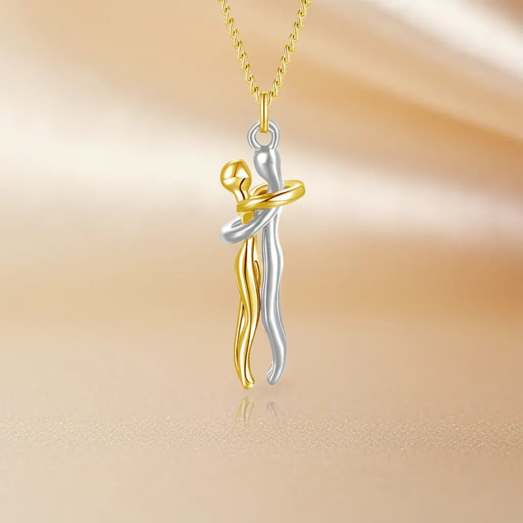 Matching Couple Pendant Necklace Set – Gold & Silver Stainless Steel Love Jewelry