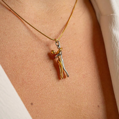 Matching Couple Pendant Necklace Set – Gold & Silver Stainless Steel Love Jewelry