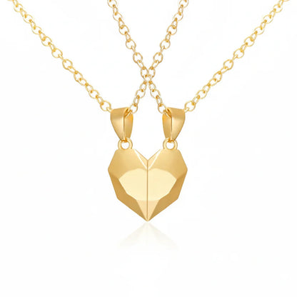 Matching Magnetic Heart Pendant Necklaces with Heartbeat Design for Couples