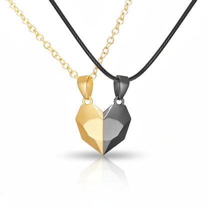 Matching Magnetic Heart Pendant Necklaces with Heartbeat Design for Couples