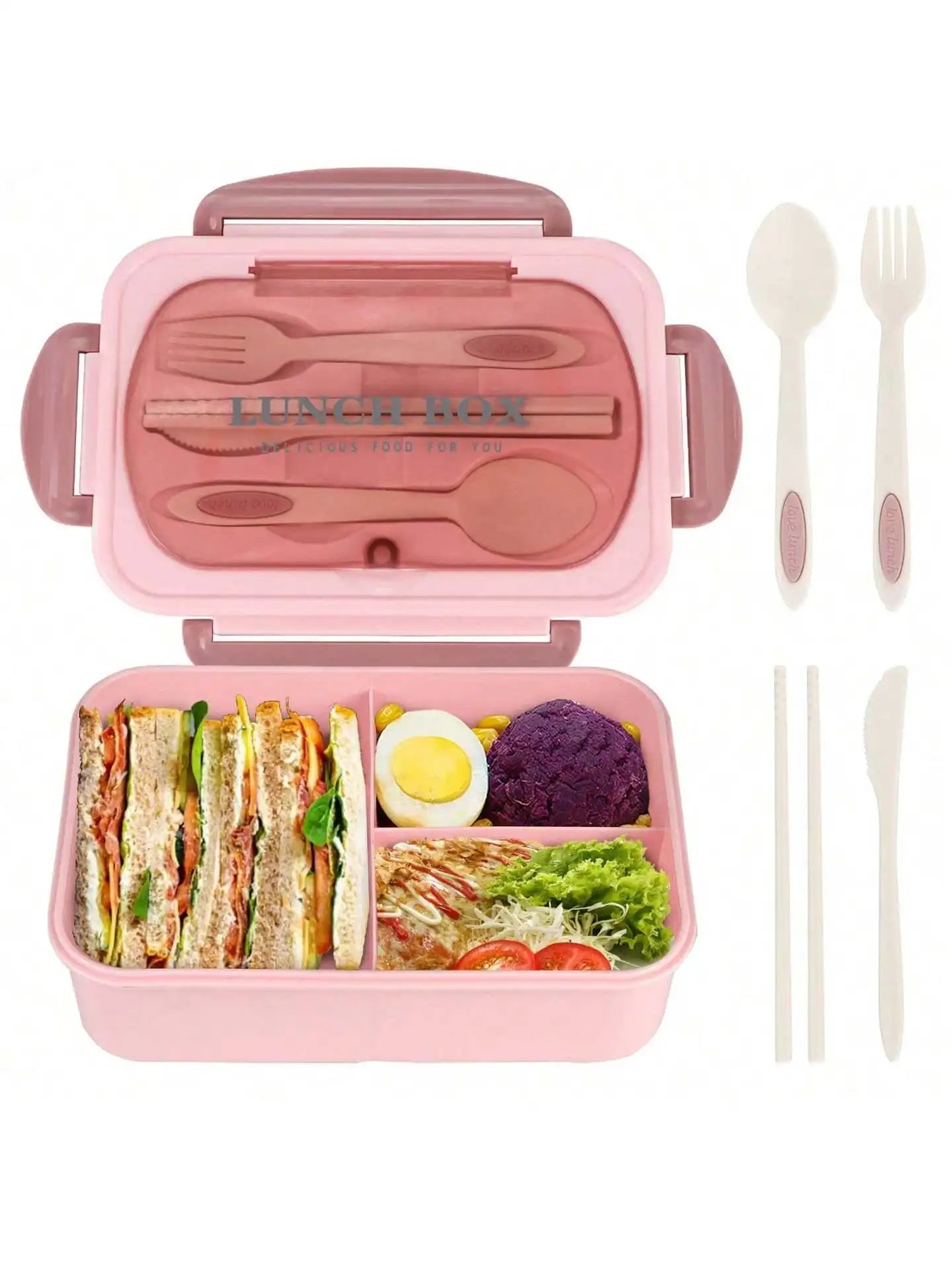 MealMate Bento Lunch Box with Utensils – 4-Compartment, Leak-Proof Design
