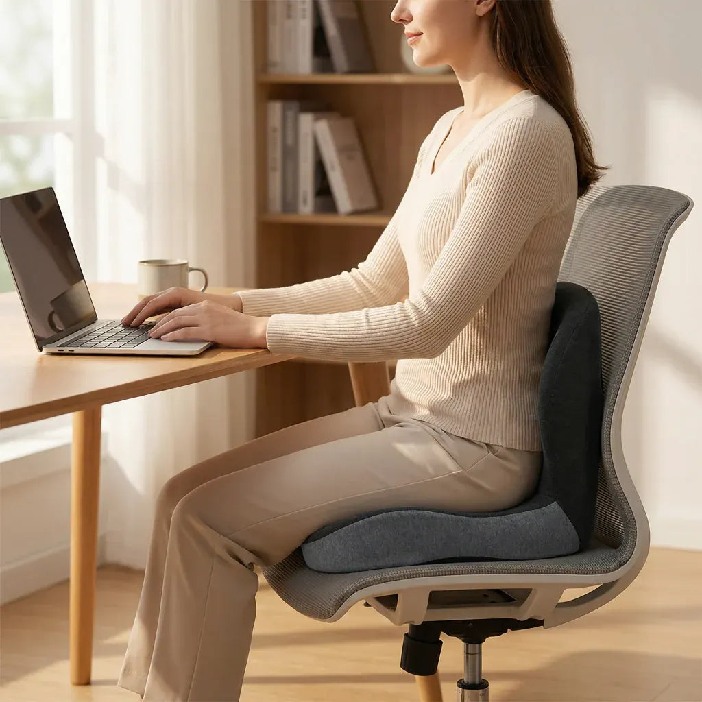 Memory Foam Chair Pad with Back Support Seat Cushion