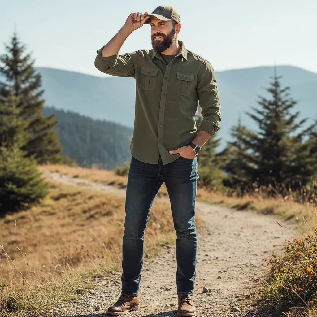 Men's Button-Up Collared Dress Shirt Casual Wear