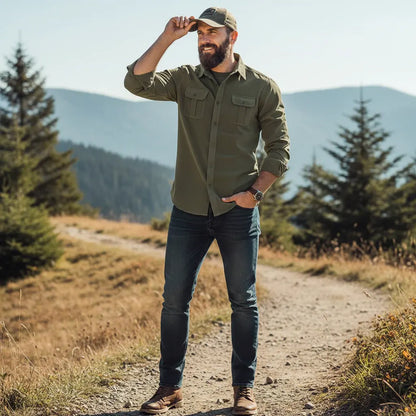 Men's Button-Up Collared Dress Shirt Casual Wear