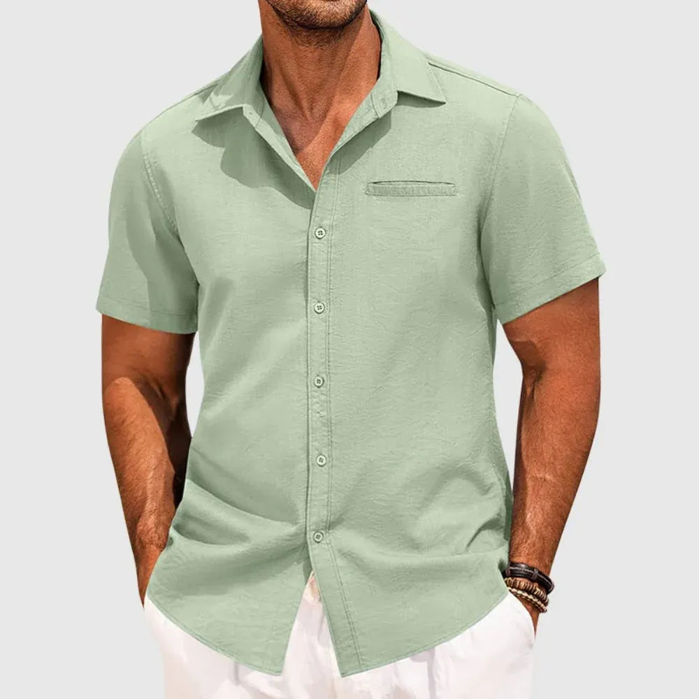 Men's Casual Short Sleeve Button-Up Shirt for Summer Wear
