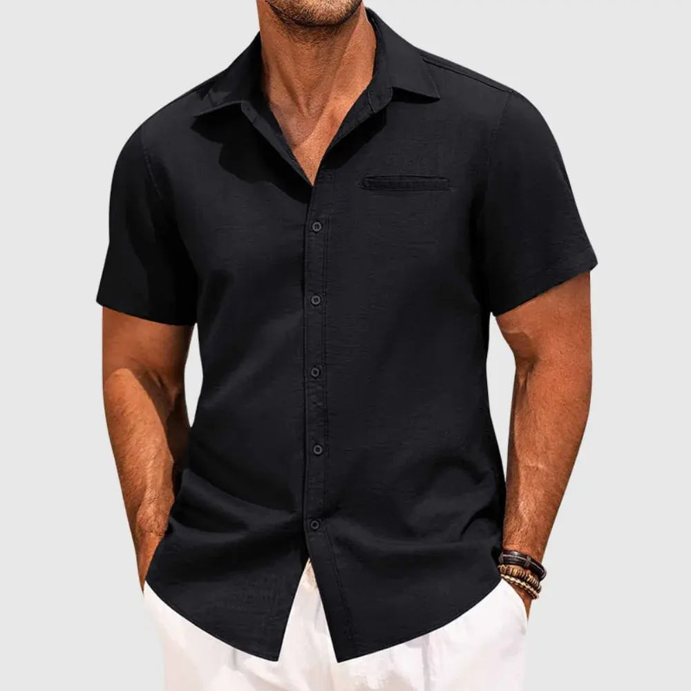 Men's Casual Short Sleeve Button-Up Shirt for Summer Wear
