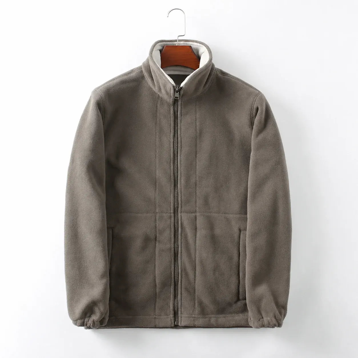 Men's Casual Zip-Up Jacket with Stand Collar for Outdoor Wear