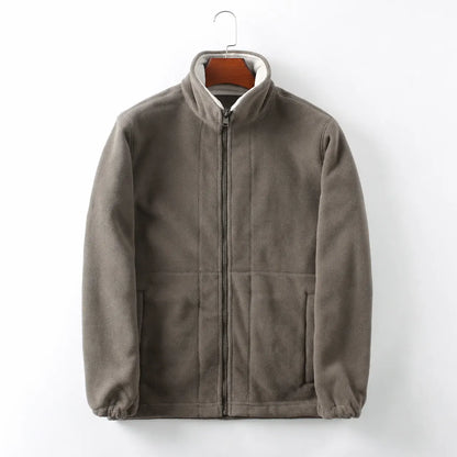 Men's Casual Zip-Up Jacket with Stand Collar for Outdoor Wear