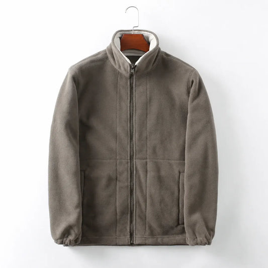 Men's Casual Zip-Up Jacket with Stand Collar for Outdoor Wear