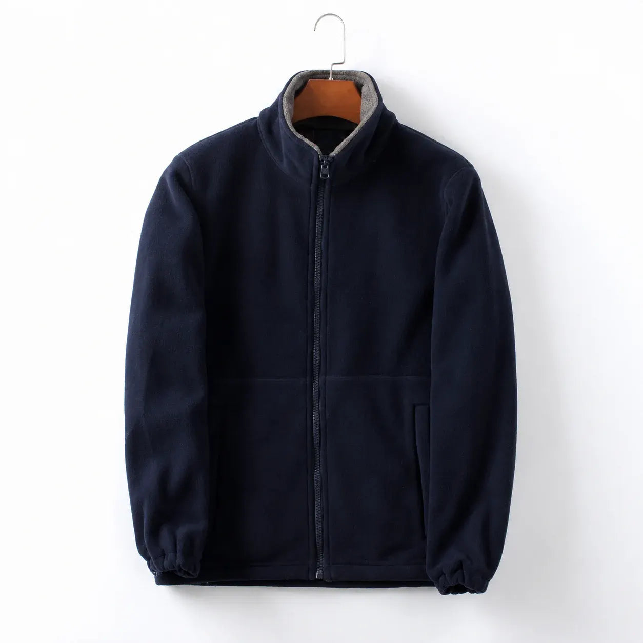 Men's Casual Zip-Up Jacket with Stand Collar for Outdoor Wear